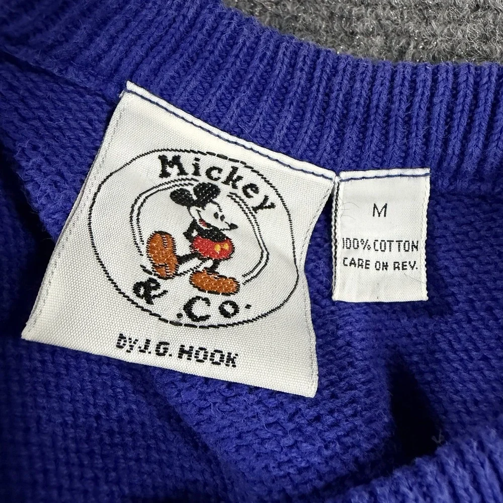 Vintage Donald Duck Sweater Medium Blue Tonal Disney Mickey Co 90s
